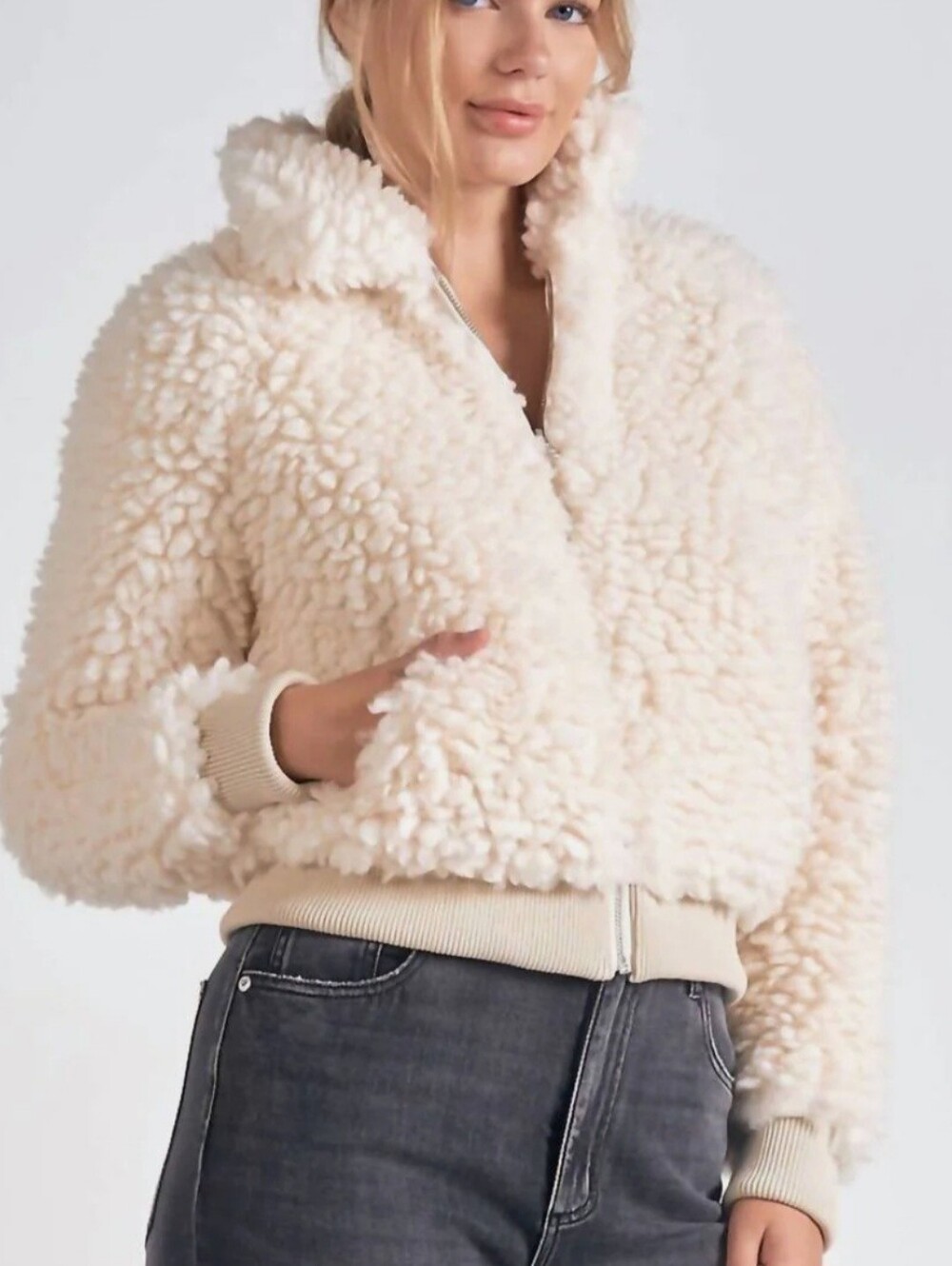 Elan sherpa bomber jacket- in vanilla